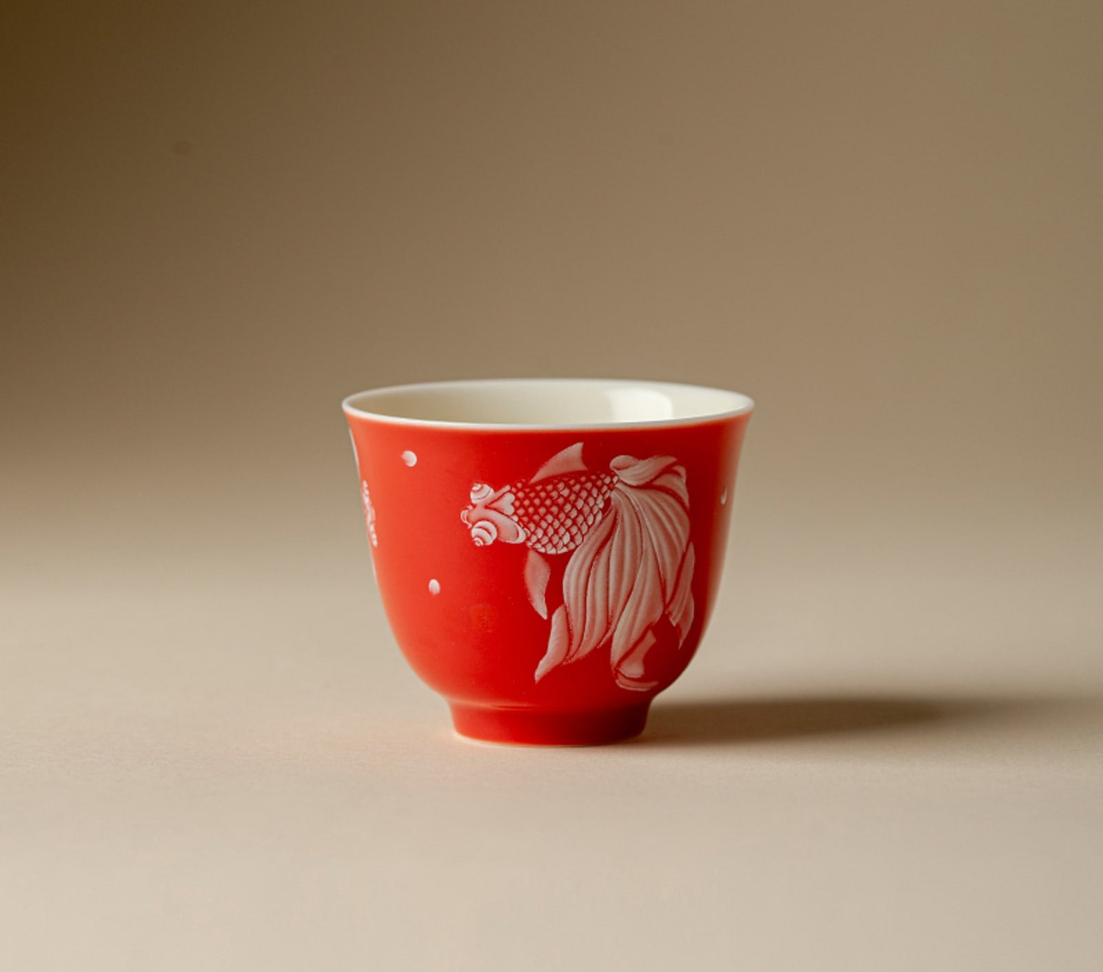 Fish in Water Flower Spirit Cup in Flame Red