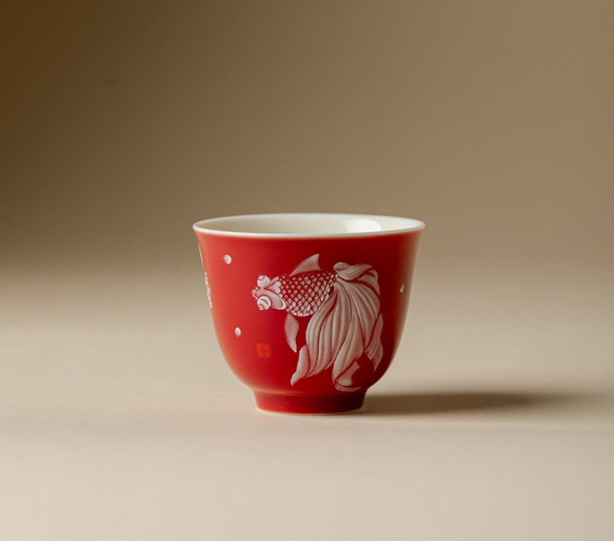 Fish in Water Flower Spirit Cup in Lang Red