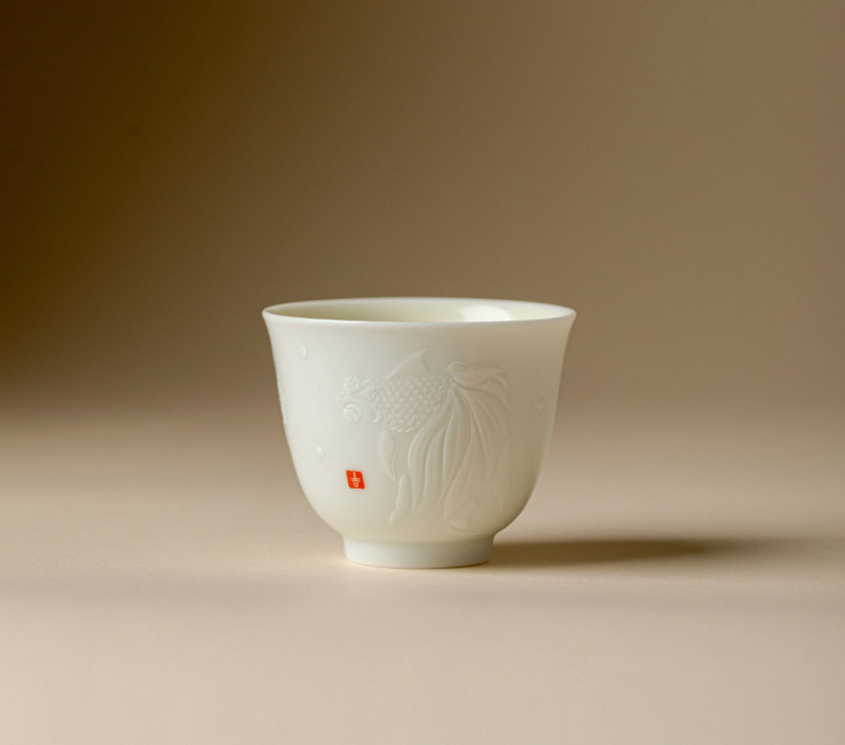Fish in Water Flower Spirit Cup in Mist Celadon