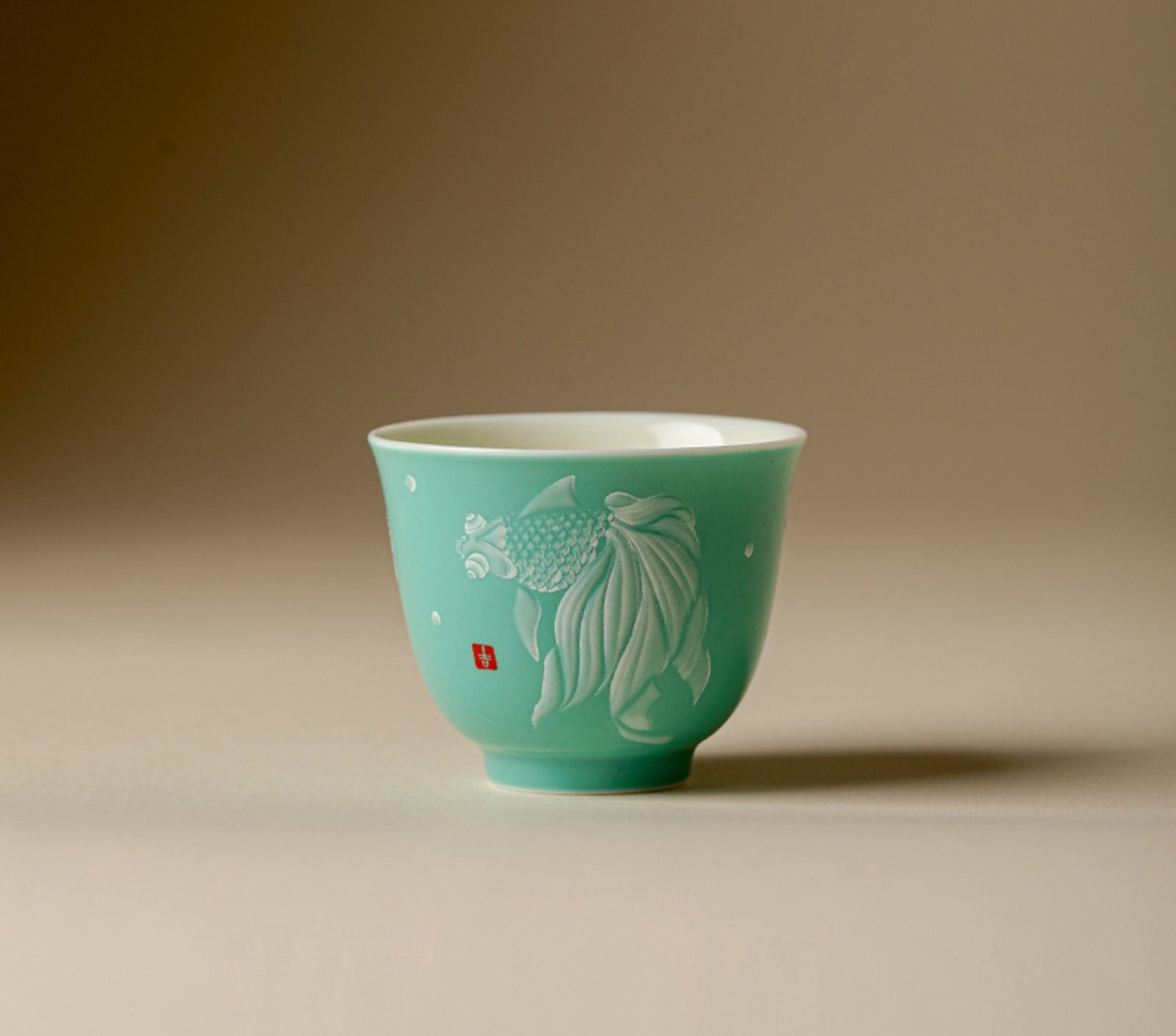 Fish in Water Flower Spirit Cup in Turquoise Green