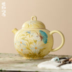 Gardenia Yellow Hand-Painted Daisy Full Moon Teapot — view 2