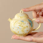 Gardenia Yellow Hand-Painted Daisy Full Moon Teapot — view 3