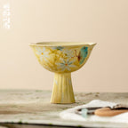 Gardenia Yellow Hand-Painted Daisy High-Footed Flow Tasting Cup — view 2