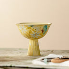 Gardenia Yellow Hand-Painted Daisy High-Footed Flow Tasting Cup — view 3