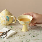 Gardenia Yellow Hand-Painted Daisy High-Footed Flow Tasting Cup — view 4