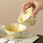 Gardenia Yellow Hand-Painted Daisy High-Footed Petal-Rim Gaiwan — view 4