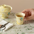 Gardenia Yellow Hand-Painted Daisy Round Handle Tasting Cup — view 5