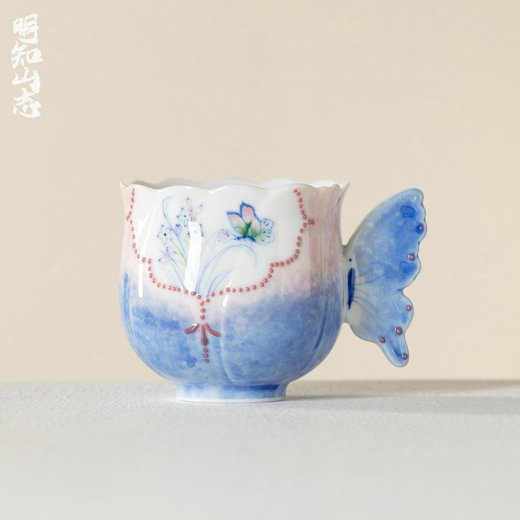 Hand-Painted Butterfly Garden Butterfly Handle Tasting Cup — view 2