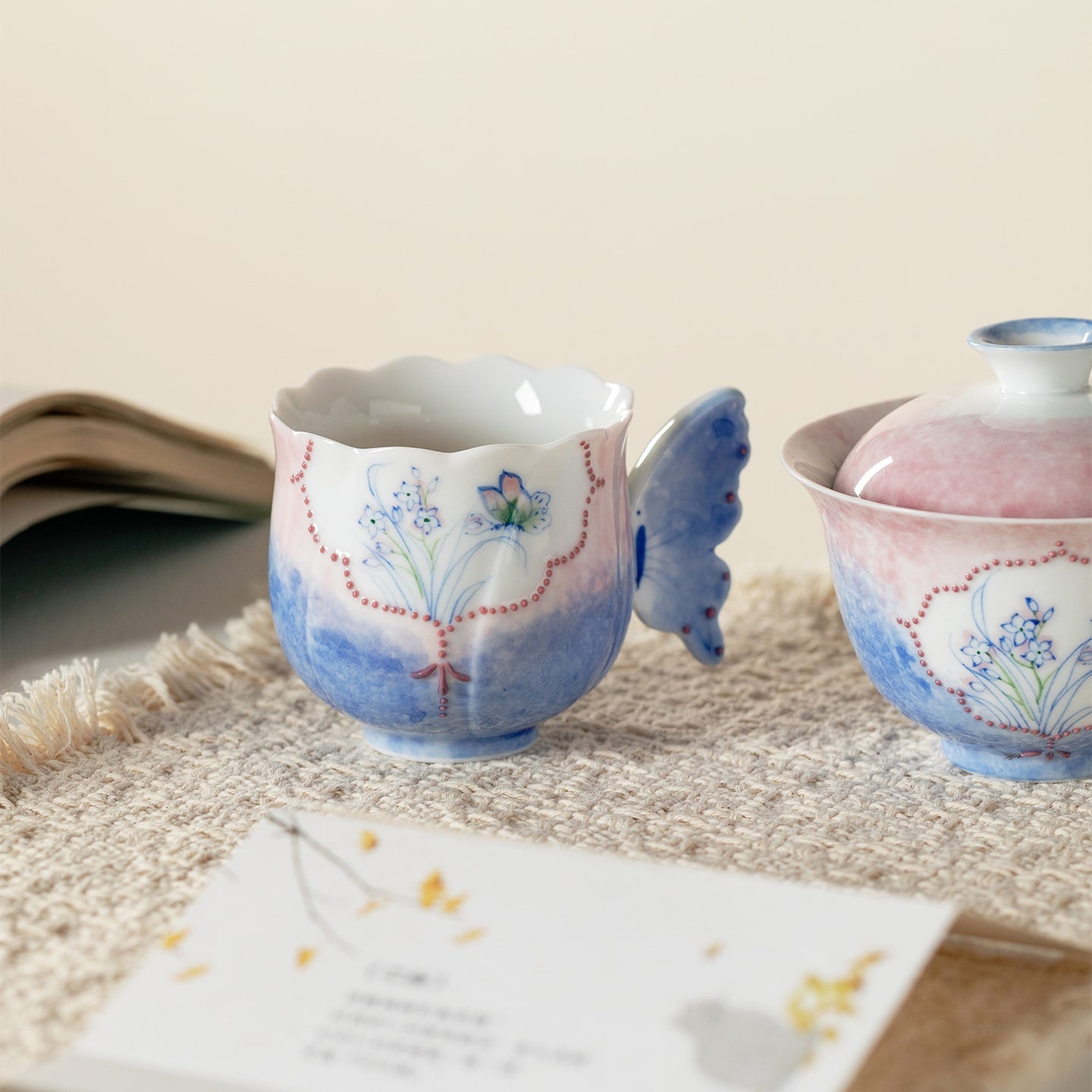Hand-Painted Butterfly Garden Butterfly Handle Tasting Cup — view 4