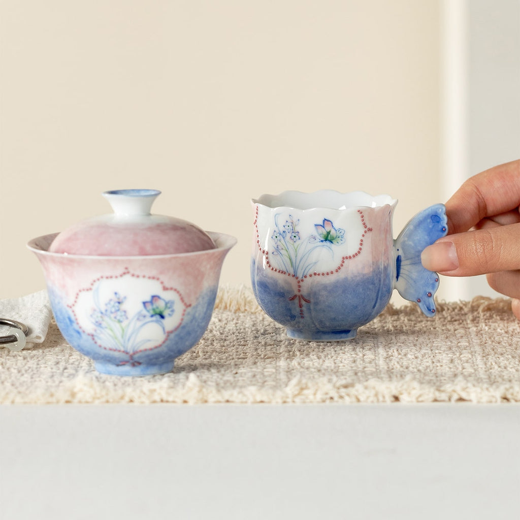 Hand-Painted Butterfly Garden Butterfly Handle Tasting Cup — view 5