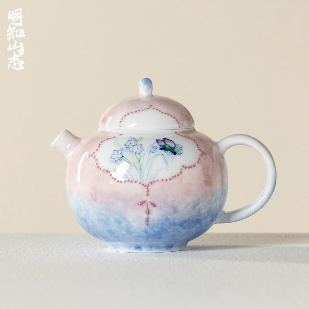 Hand-Painted Butterfly Garden Full Moon Teapot — view 2