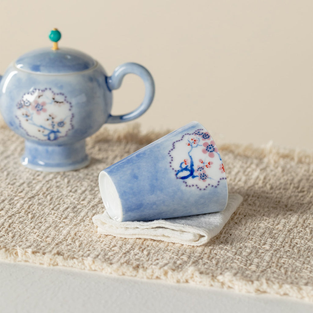 Hand-Painted Snow Plum Cylindrical Tasting Cup — view 5