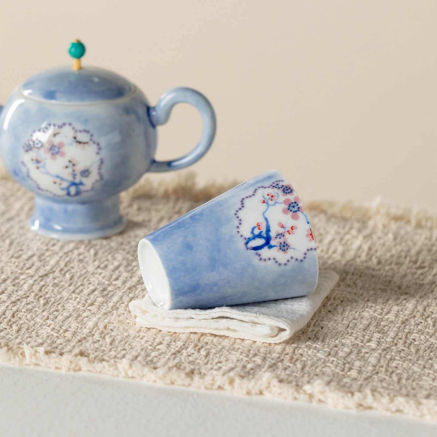 Hand-Painted Snow Plum Cylindrical Tasting Cup — view 5
