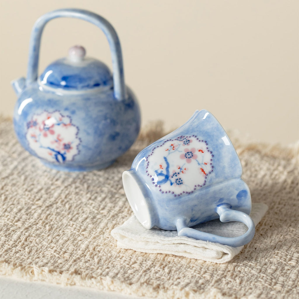Hand-Painted Snow Plum Floral Ear-Handle Tasting Cup — view 5