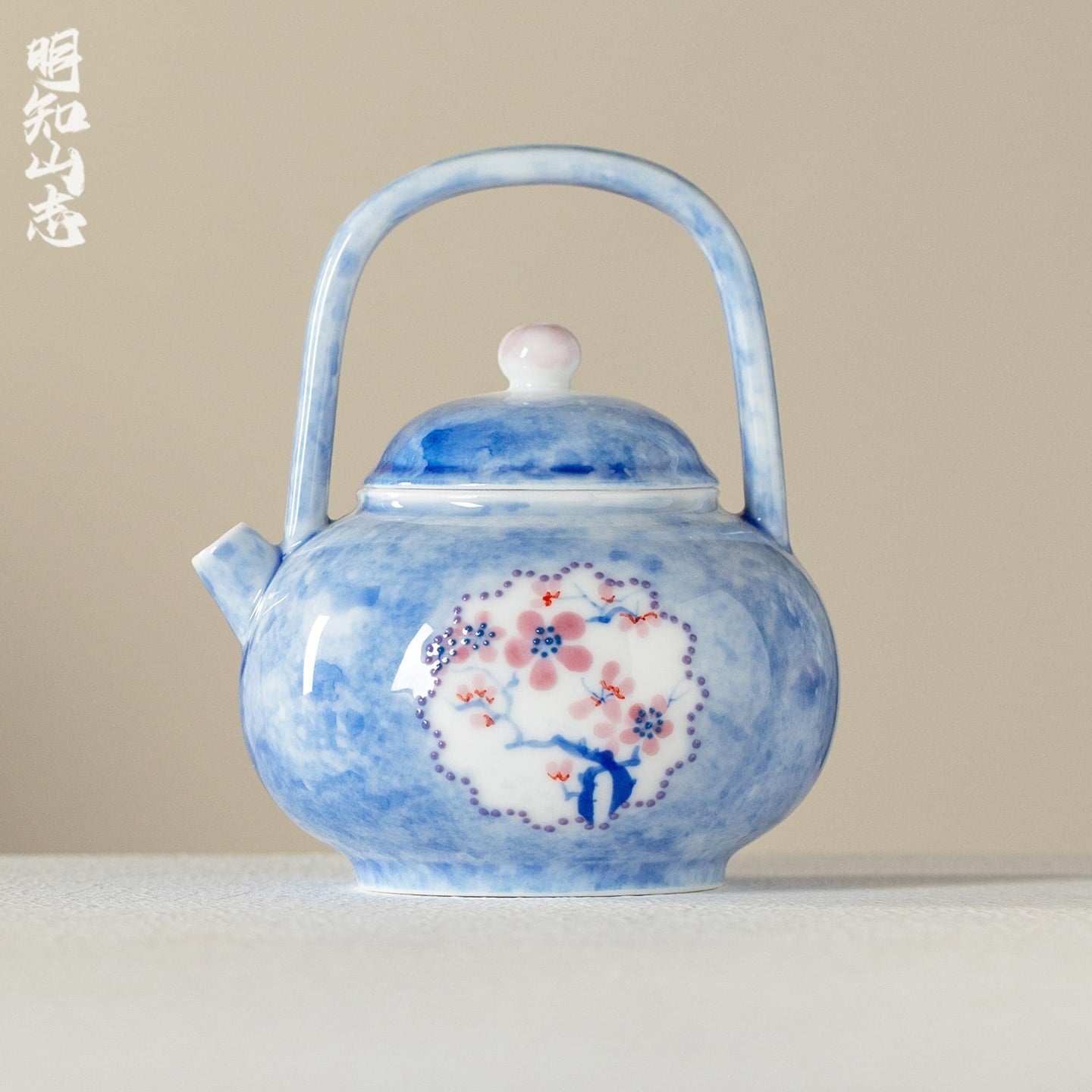 Hand-Painted Snow Plum Palace Lantern Bail-Handle Teapot — view 2