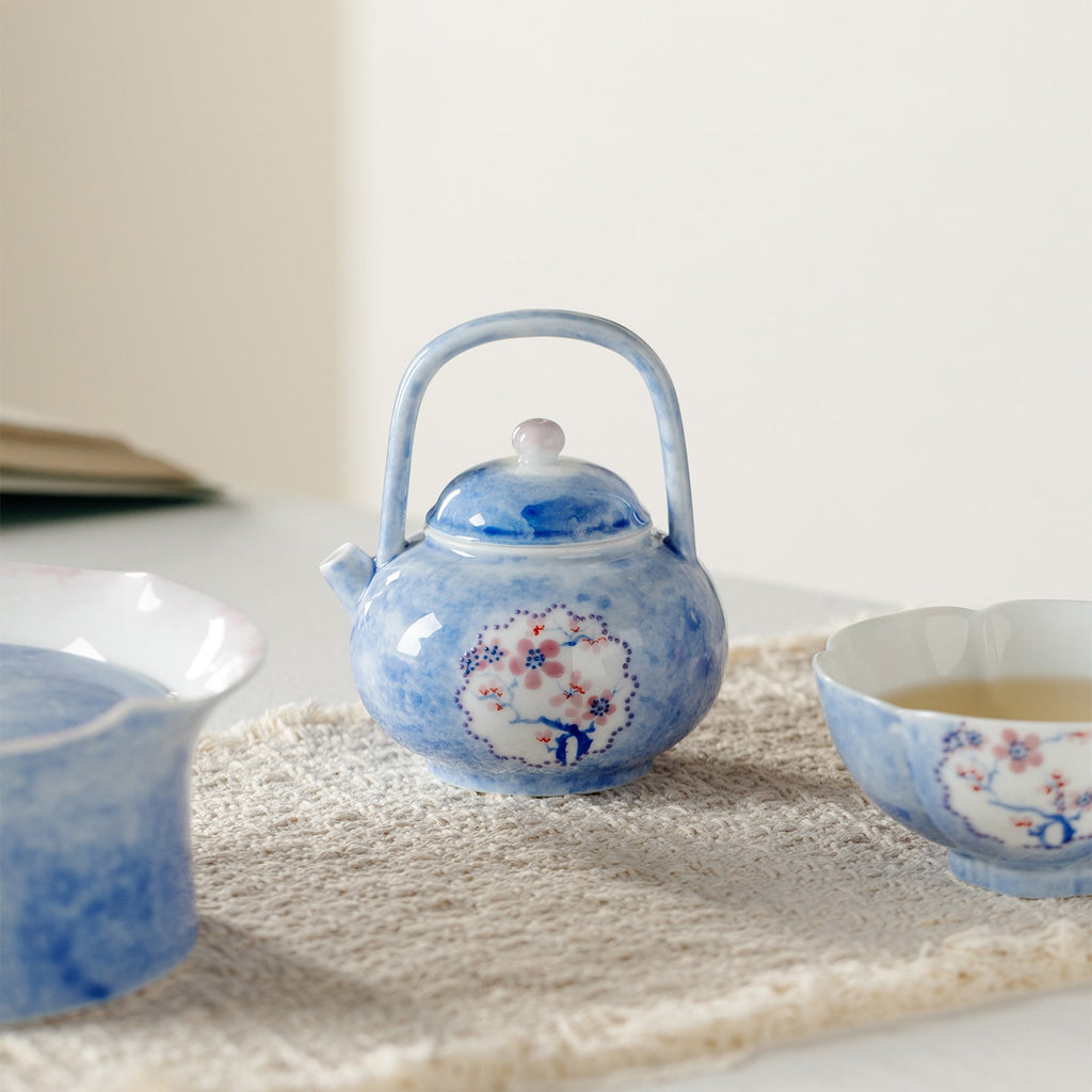 Hand-Painted Snow Plum Palace Lantern Bail-Handle Teapot — view 3