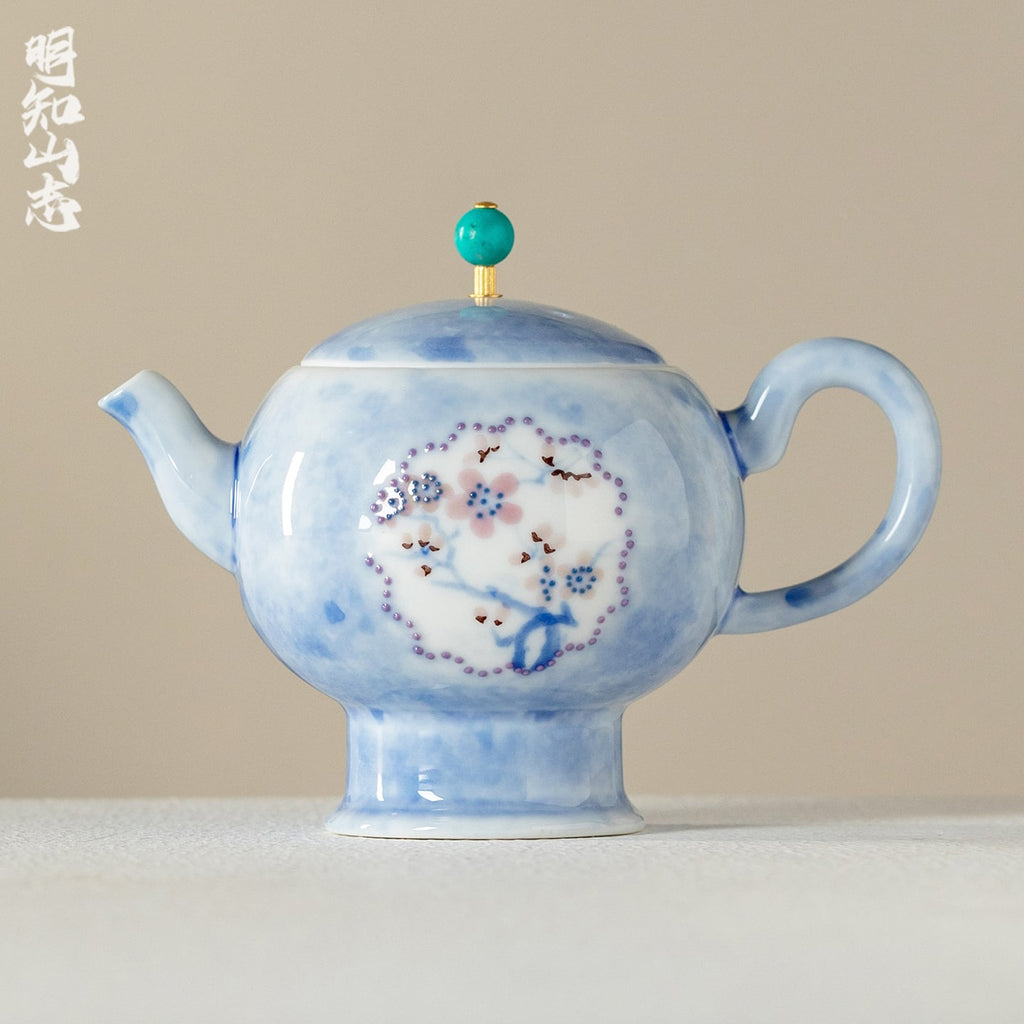 Hand-Painted Snow Plum Pearl Teapot — view 2