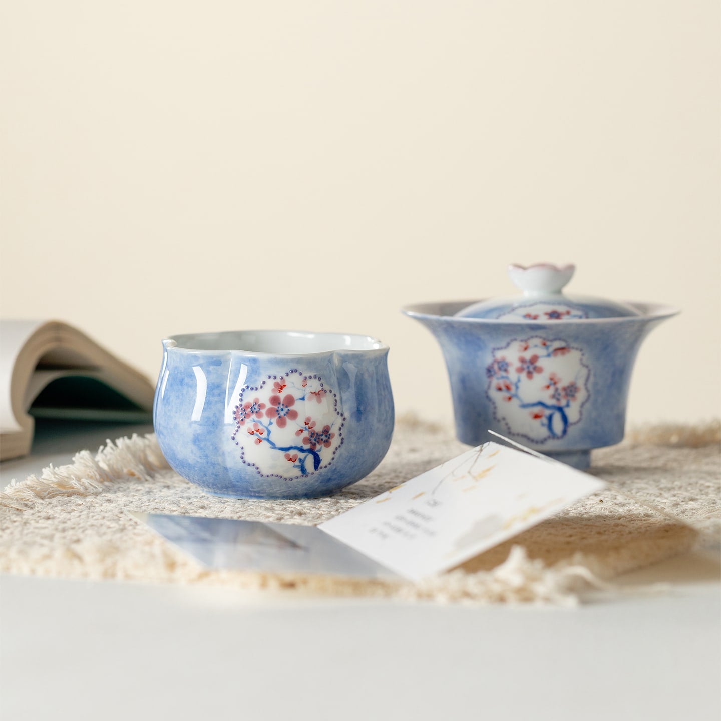 Hand-Painted Snow Plum Petal Tasting Cup