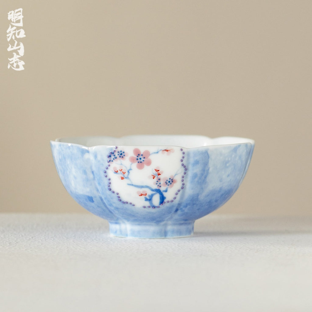 Hand-Painted Snow Plum Wide Petal-Rim Tasting Cup — view 2