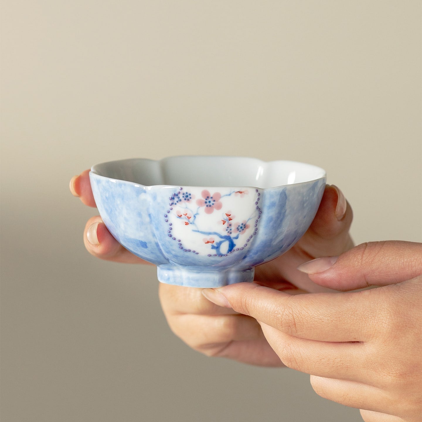Hand-Painted Snow Plum Wide Petal-Rim Tasting Cup — view 3