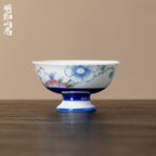 Ivory Clay Blue Floral Tale Distant Calm High-Footed Tasting Cup — view 2