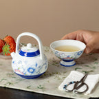 Ivory Clay Blue Floral Tale Distant Calm High-Footed Tasting Cup — view 4