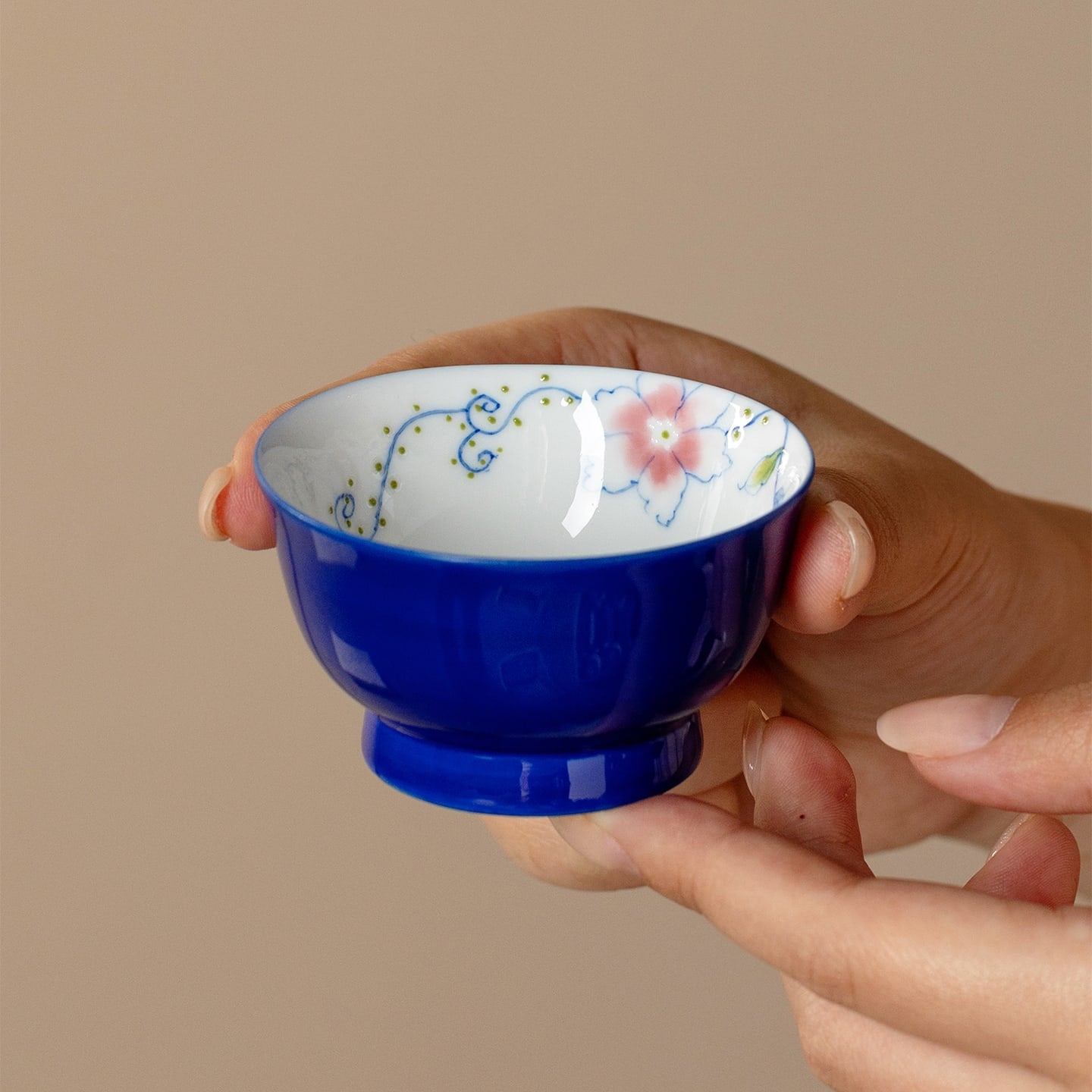 Ivory Clay Blue Floral Tale Joyful Tasting Cup — view 3