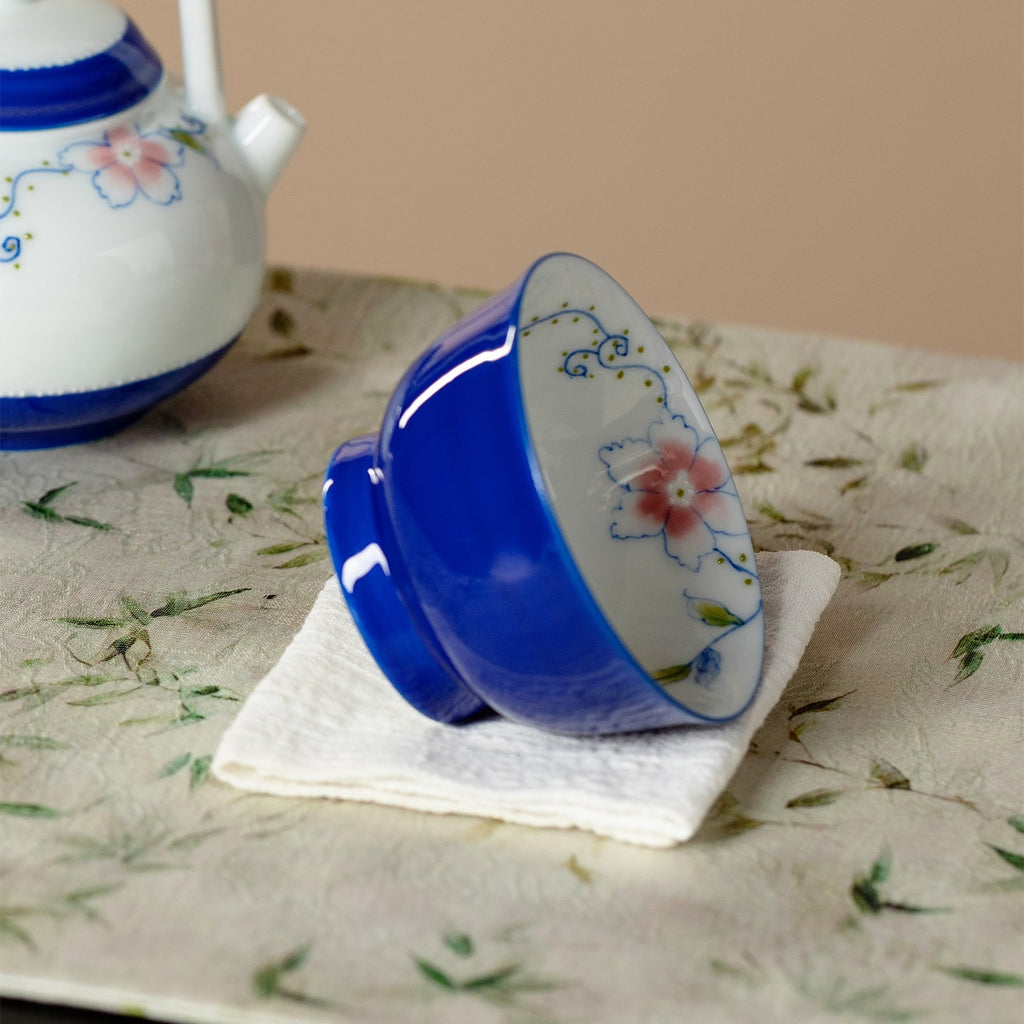 Ivory Clay Blue Floral Tale Joyful Tasting Cup — view 4