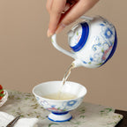 Ivory Clay Blue Floral Tale Palace Lantern Bail-Handle Teapot — view 4