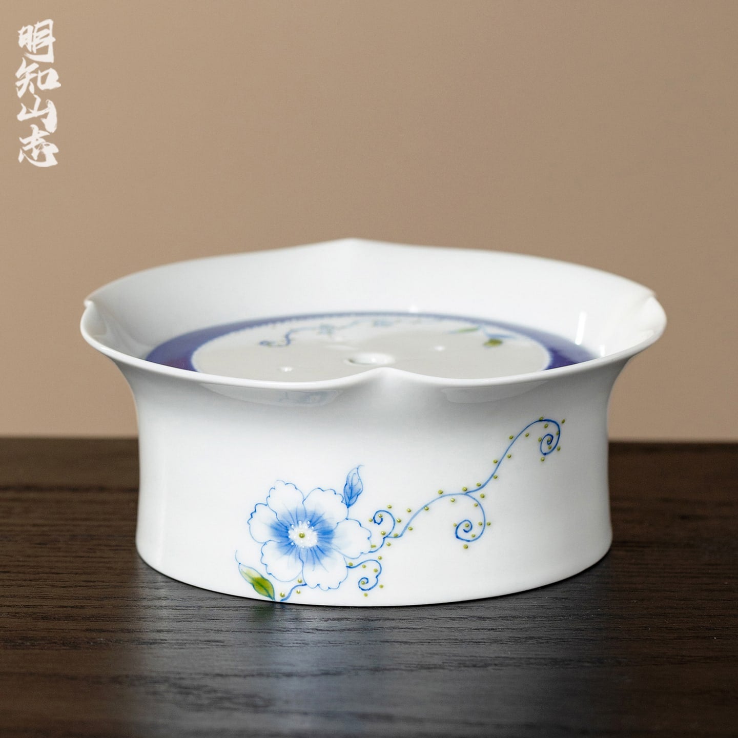 Ivory Clay Blue Floral Tale Suhe Pot Rest — view 2