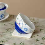 Ivory Clay Blue Floral Tale Withered Lotus Tasting Cup — view 4