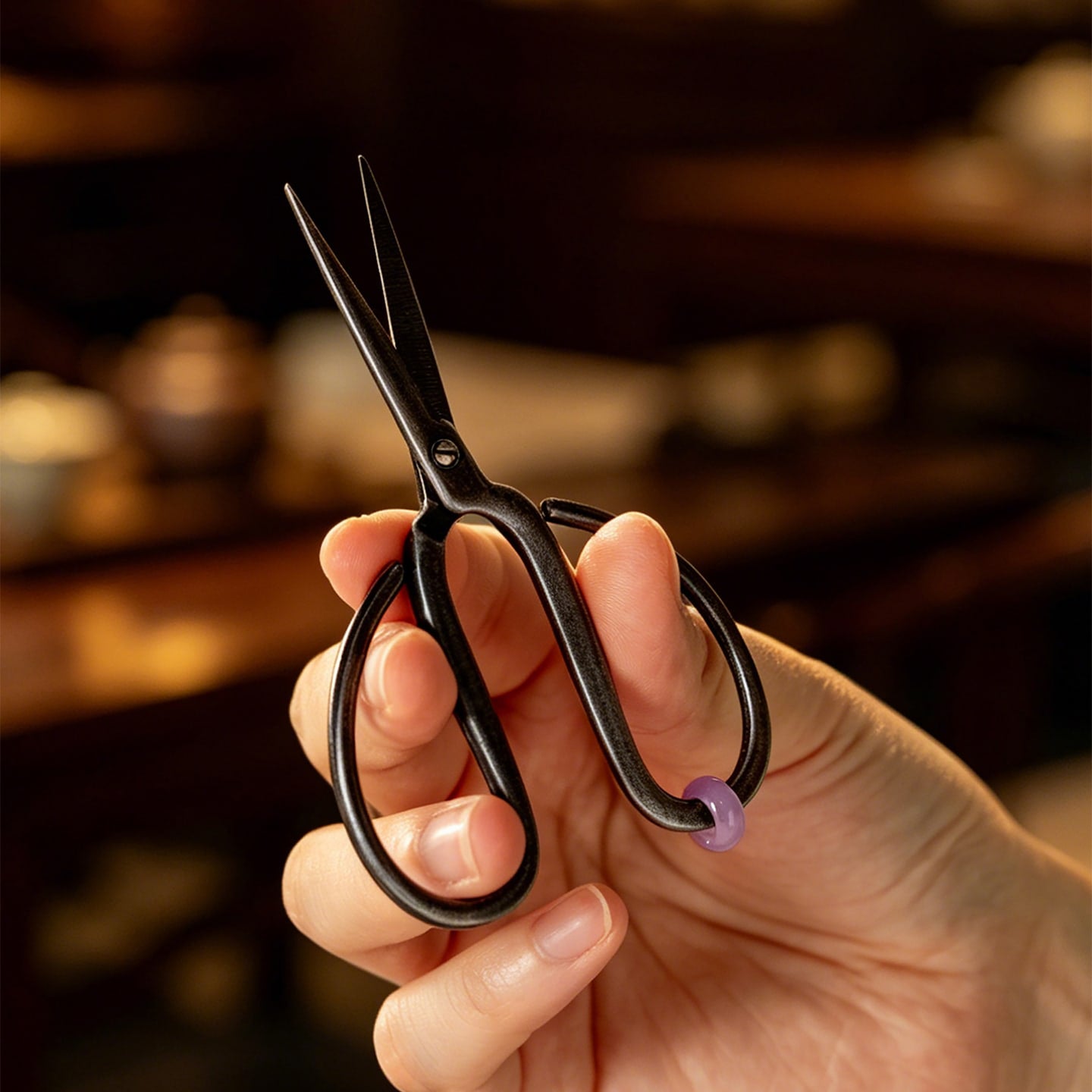 Jade-Accent Cast Iron Tea Scissors — view 7