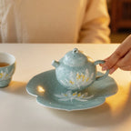 Lake Blue Moonlit White Lotus Clover Pot Rest — view 2