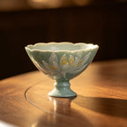 Lake Blue Moonlit White Lotus Evening Grain High-Footed Tasting Cup — view 5