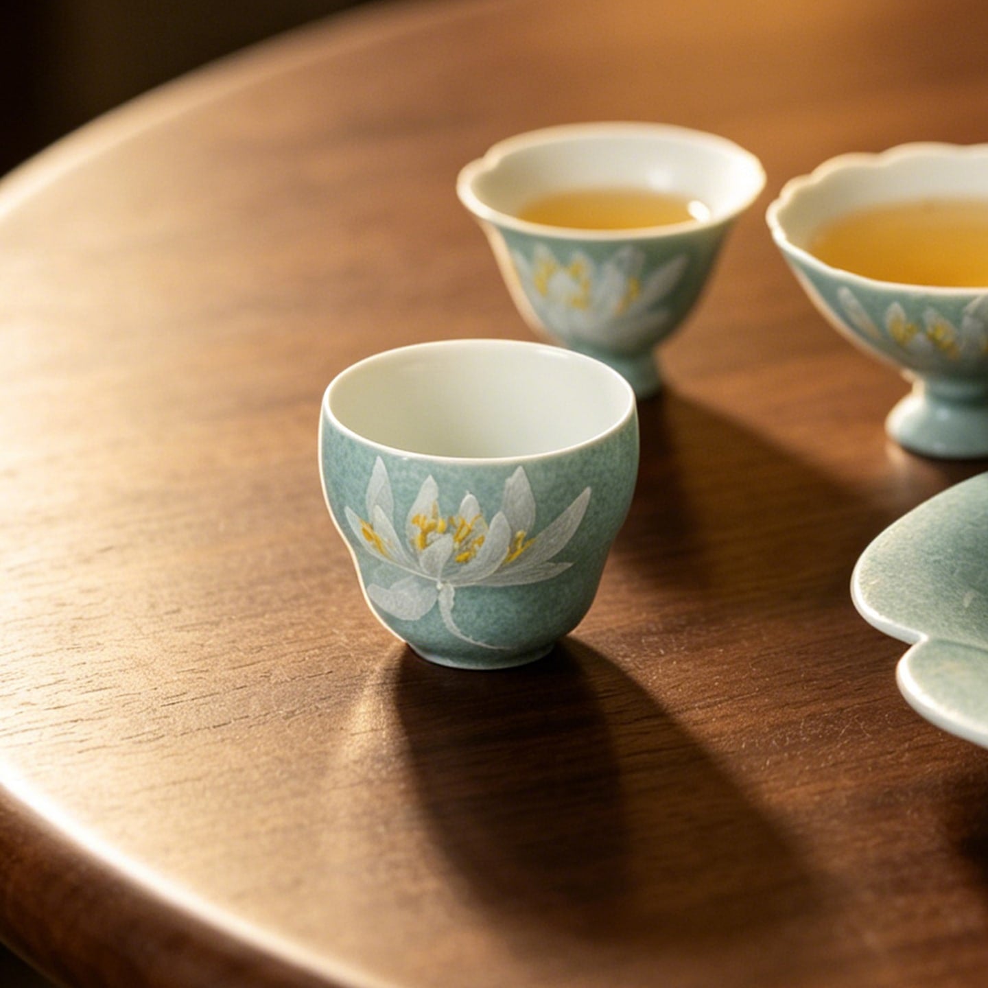 Lake Blue Moonlit White Lotus Gourd Tasting Cup — view 3