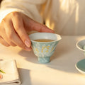 Lake Blue Moonlit White Lotus Pear-Cloud High-Footed Tasting Cup — view 2