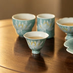 Lake Blue Moonlit White Lotus Pear-Cloud High-Footed Tasting Cup — view 3