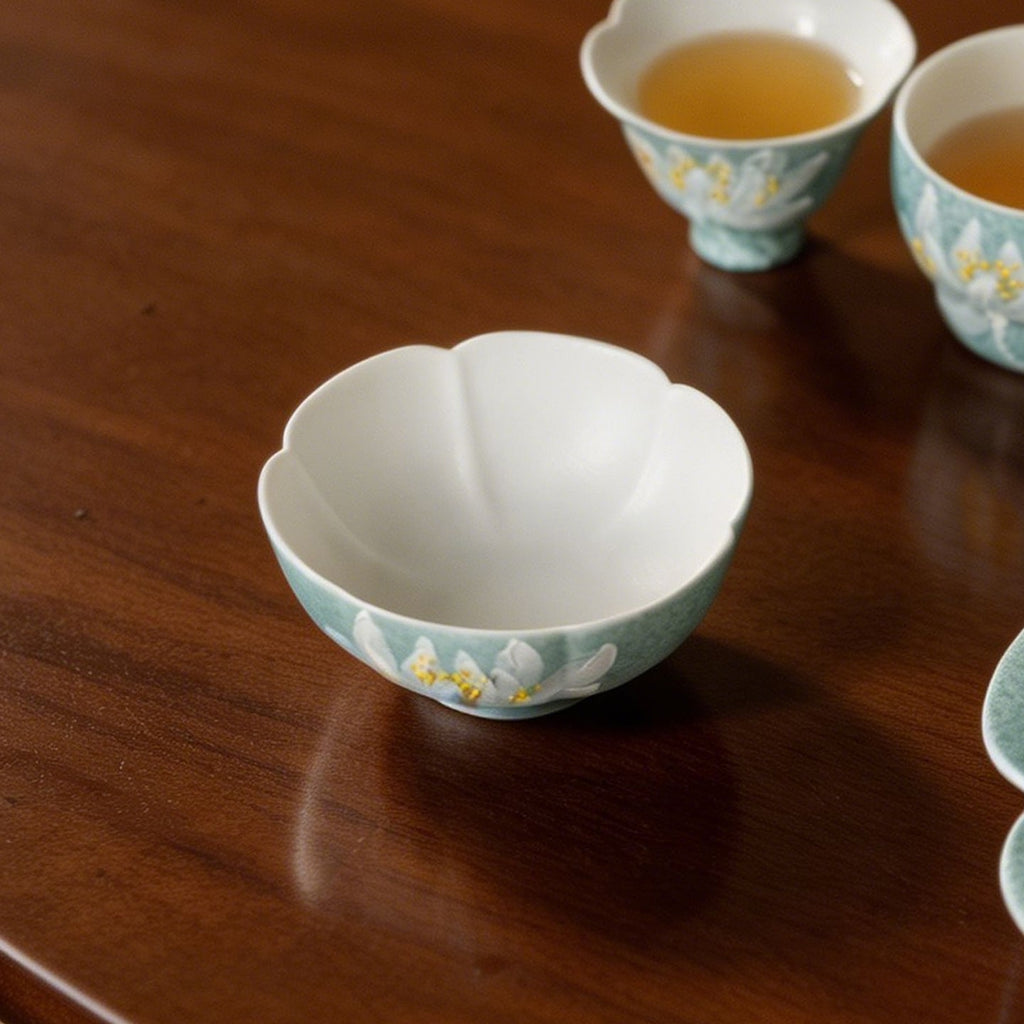 Lake Blue Moonlit White Lotus Wide Petal-Rim Tasting Cup — view 3