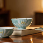 Lake Blue Moonlit White Lotus Wide Petal-Rim Tasting Cup — view 4