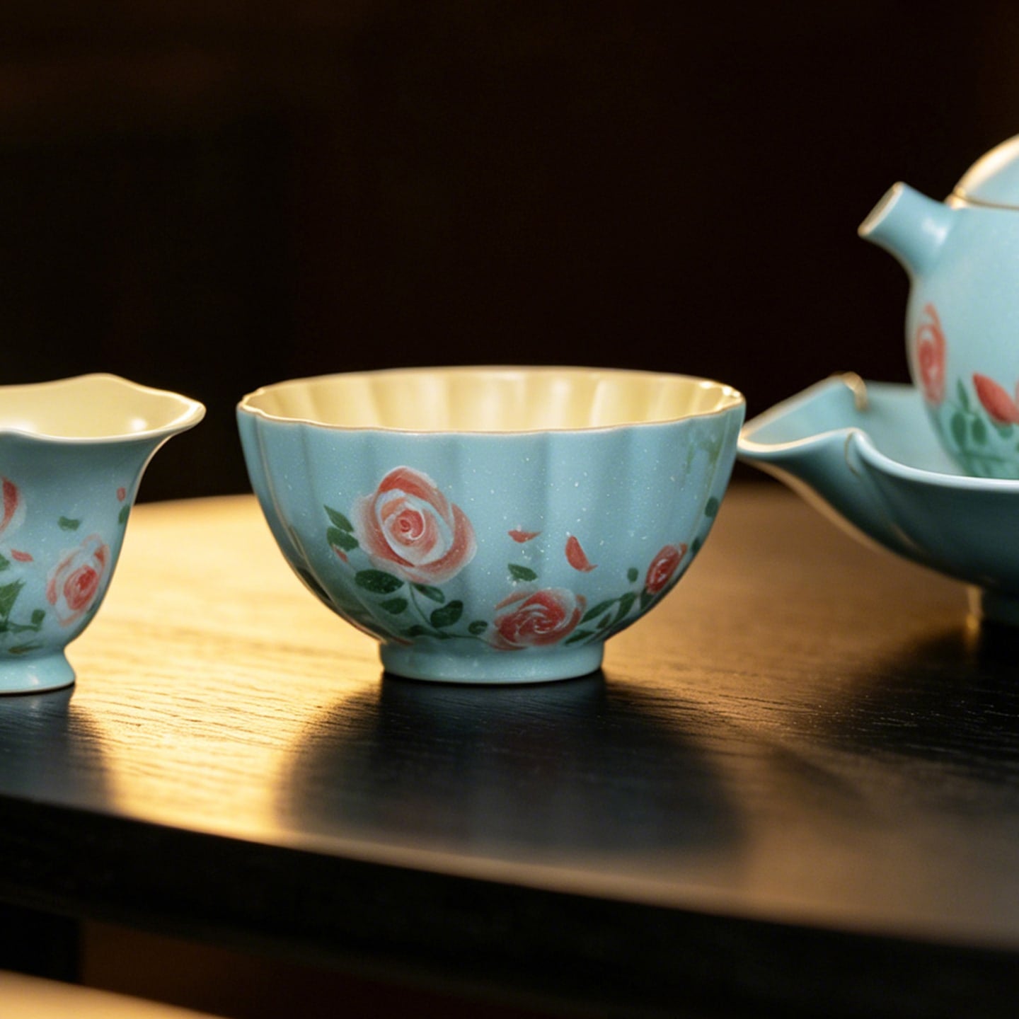 Lake Blue Trailing Rose Chrysanthemum Tasting Cup — view 4