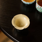 Lake Blue Trailing Rose Flowing Cloud Petal-Rim Tasting Cup — view 3