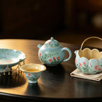Lake Blue Trailing Rose Full Moon Teapot — view 3