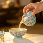 Lake Blue Trailing Rose Lotus Flared-Rim Gaiwan — view 2