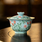 Lake Blue Trailing Rose Lotus Flared-Rim Gaiwan — view 5
