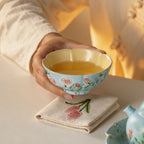 Lake Blue Trailing Rose Wide Petal-Rim Tasting Cup — view 2