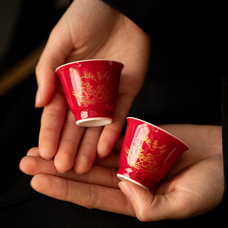Lang Red Six-Pattern Tasting Cup — view 2