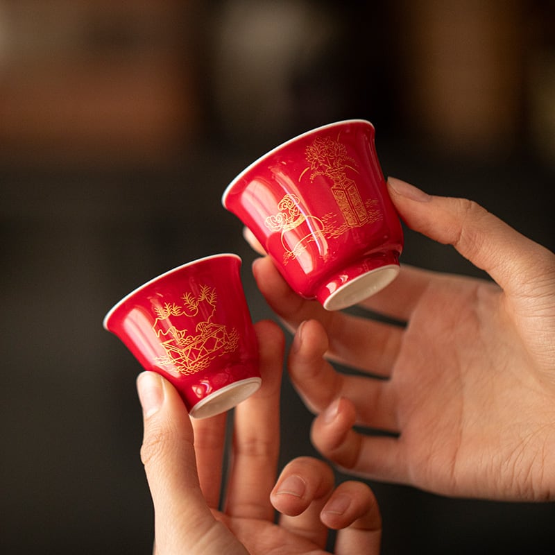 Lang Red Six-Pattern Tasting Cup