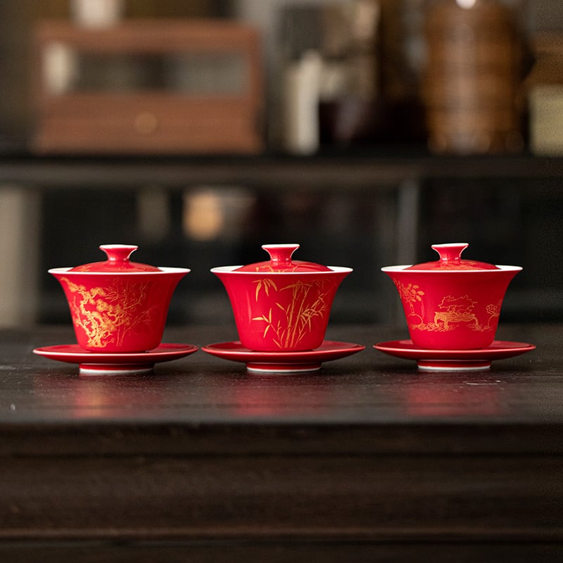 Lang Red Yiwen Three-Pattern Gaiwan — view 4