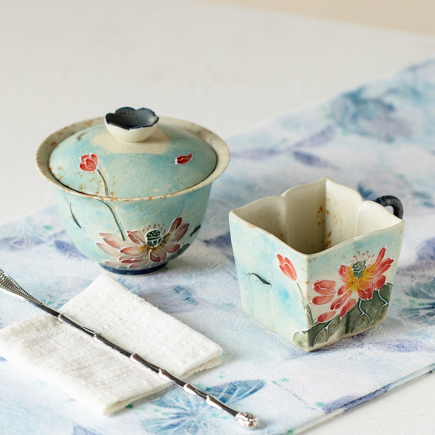 Lanting Pink Lotus Quiet-Frost Handle Tasting Cup — view 3