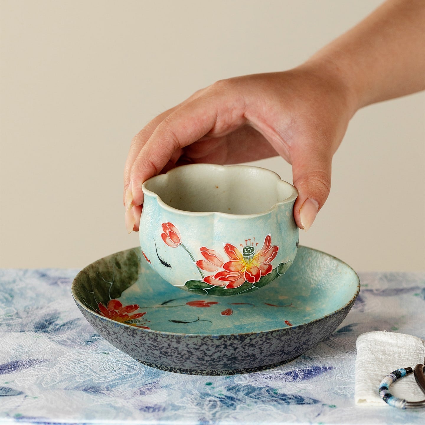 Lanting Pink Lotus Round Harmony Pot Rest — view 5
